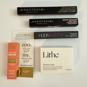 ($157 value) Bundle of 5: Brow - ABH | Grande Cosmetics | Huda Beauty | Lithe